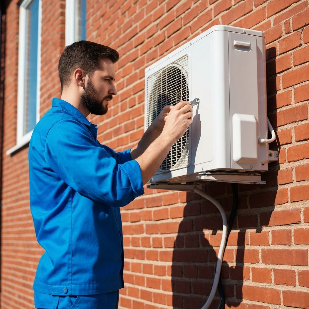 Technician installing HVAC equipment
